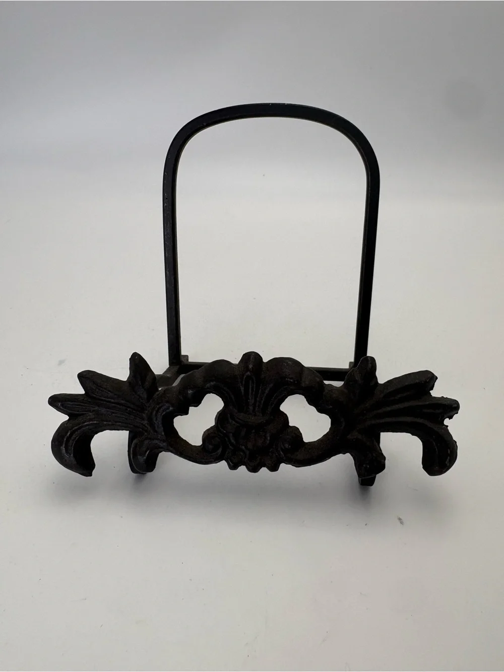 Decorative Black Cast Iron Easel  with Ornate Scroll Design